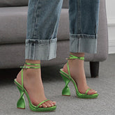 Spiral Heeled Ankle Straps Buckle Sandals Oshnow